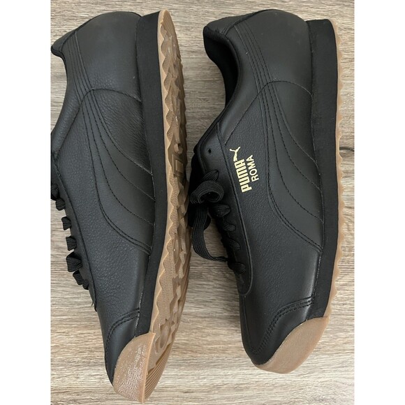 Puma Roma Classic Black Gum Leather Low Mens Shoes Sneakers Size 11.5 US 10.5 UK - Picture 5 of 9